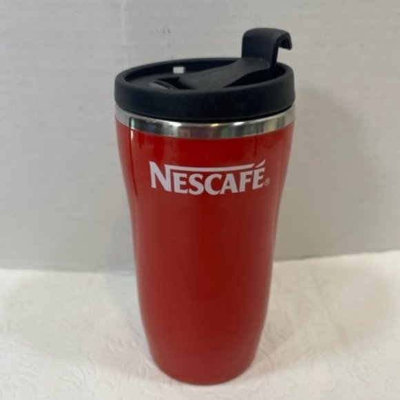 Nescafe Coffee Tea Tumbler Travel Thermos Red 5.45" Tall 8.5oz - Picture 1 of 7